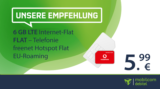 Vodafone 6 GB Allnet-Flat für 5,99 Euro